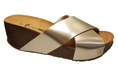 MEDI WALK - KRIŽNA VISOKA PETA - ANATOM metalik zlatno champagne